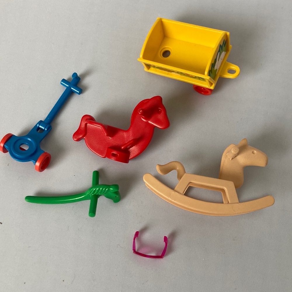 Playmobil rocking horse and kids toys